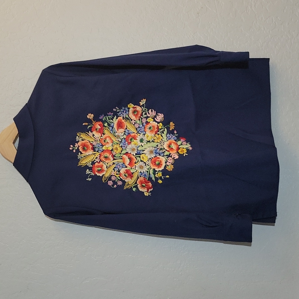 SIR JAMES Vintage Embroidered Floral Button Up 70's M - Picture 4 of 13
